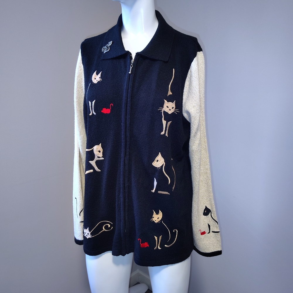 Vintage Crazy Cat Lady TanJay Black Jacket